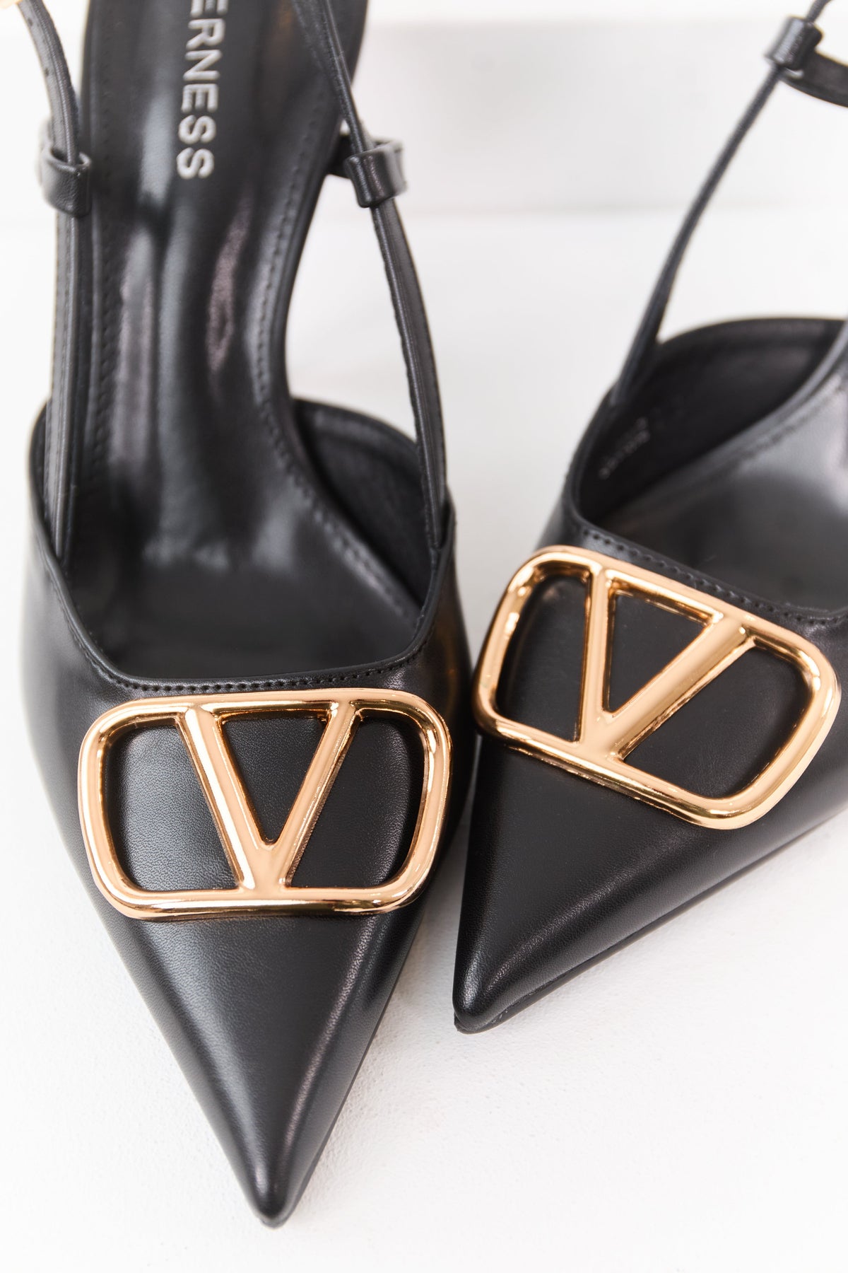 Black Faux Leather Pointed Toe Stiletto Heels