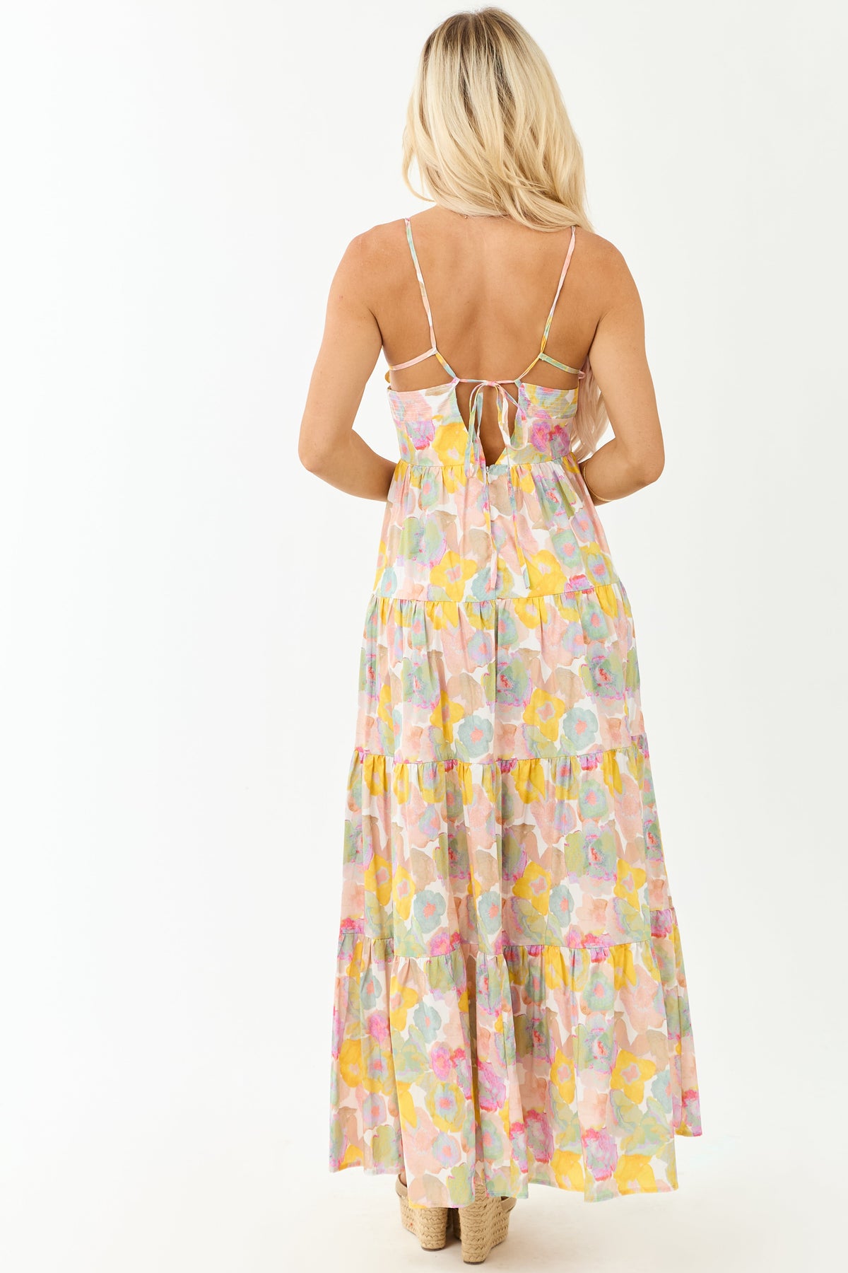 Blush Floral Print Sleeveless Cotton Maxi Dress