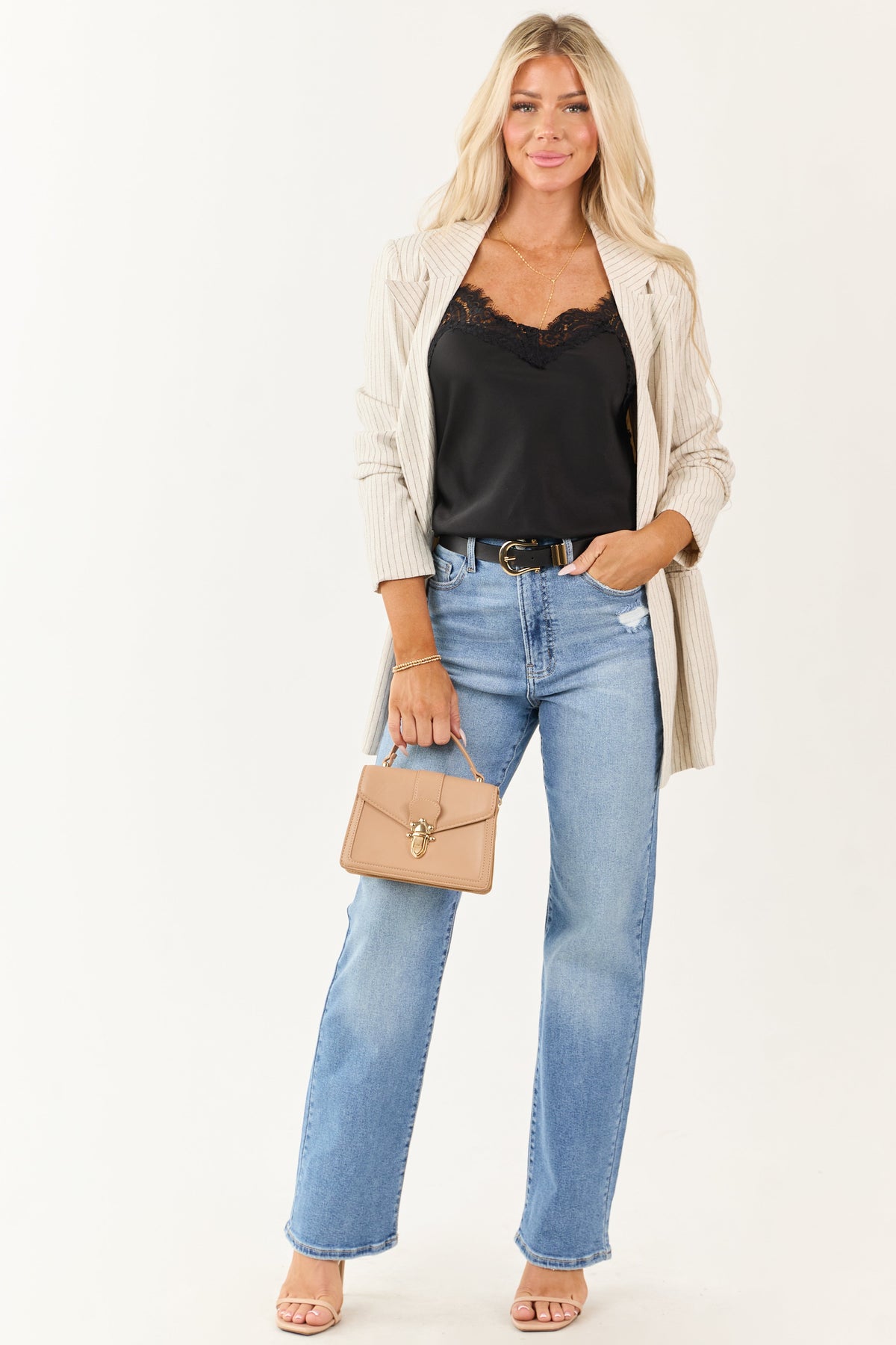 Cello Light Wash High Rise Stretchy Dad Jeans