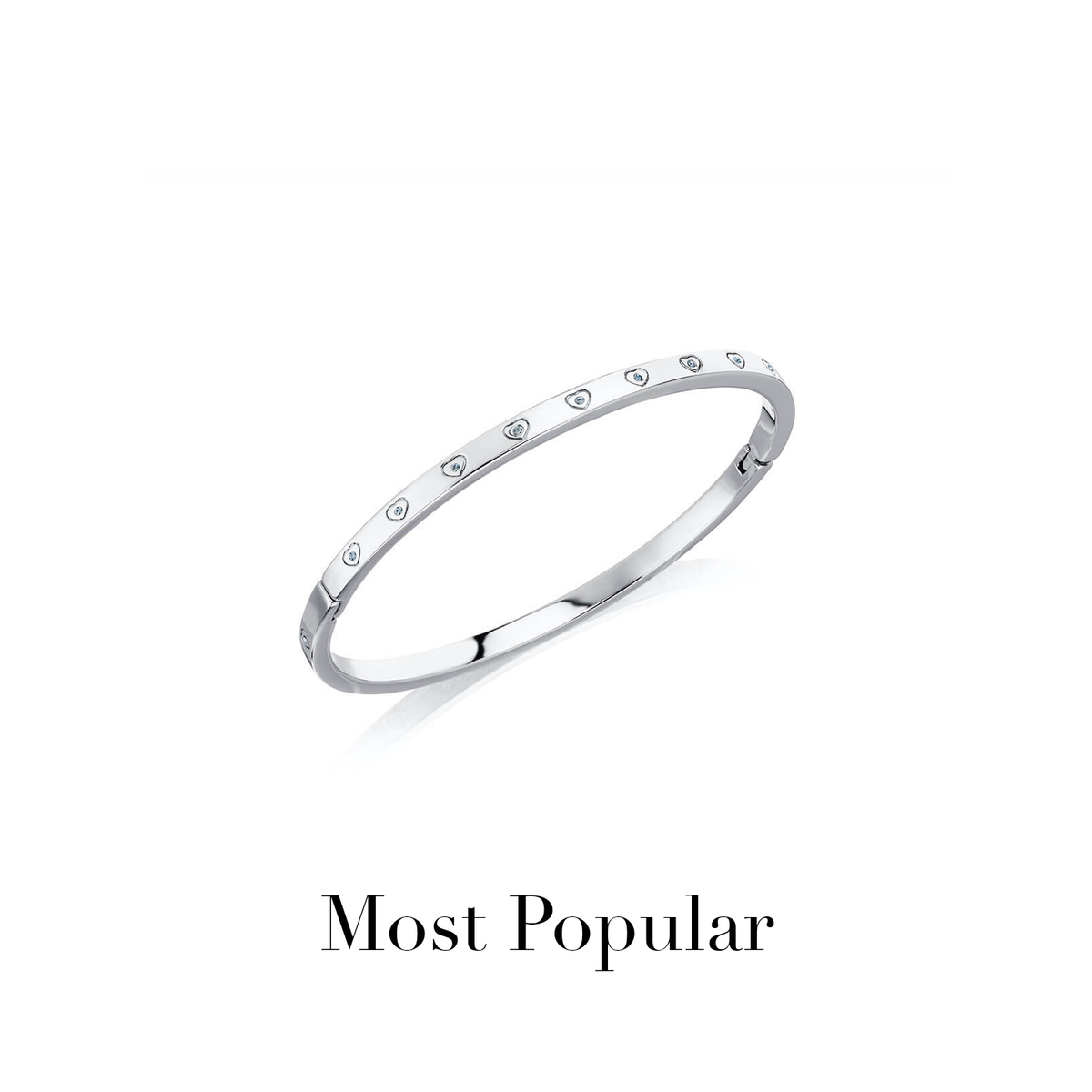 Crystal Heart Bangle (Silver)