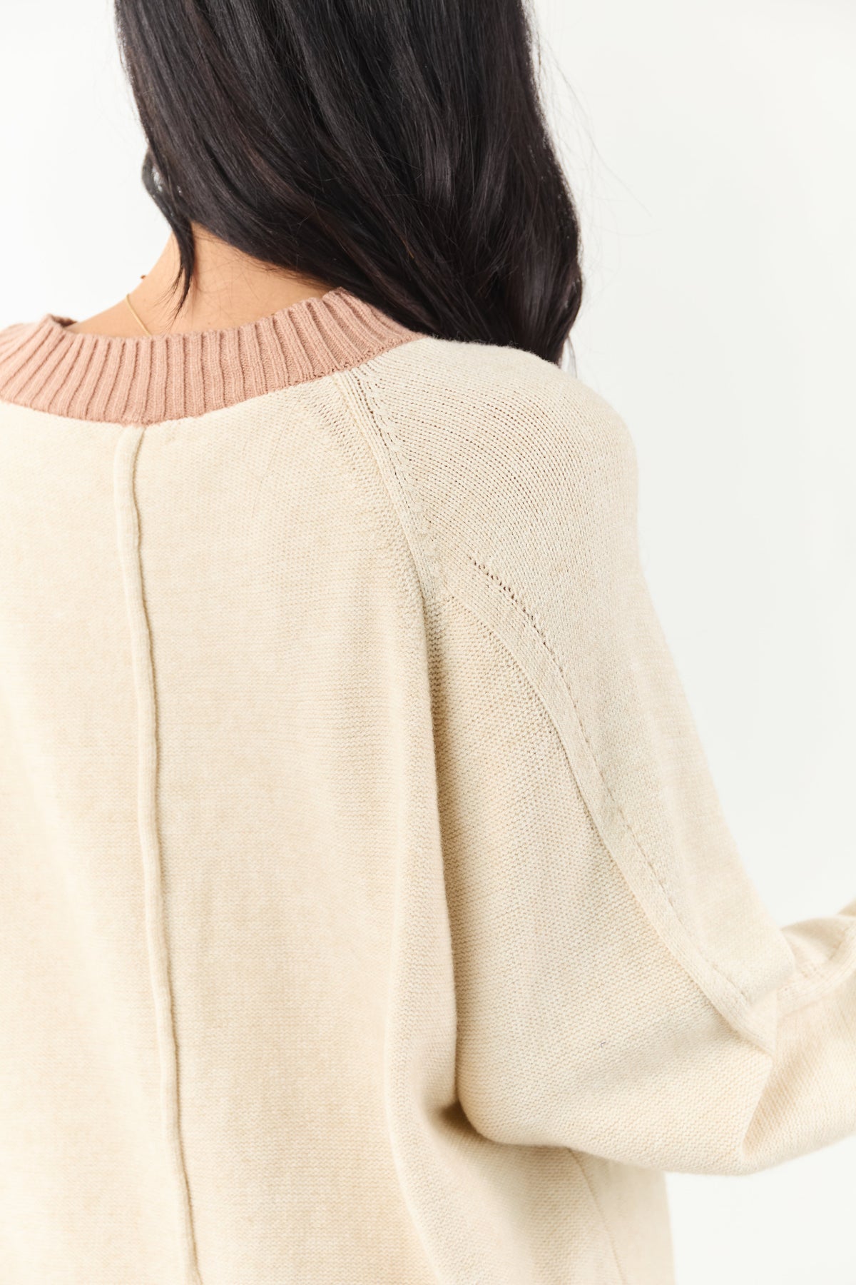 Entro Almond and Rose Taupe Relaxed Sweater
