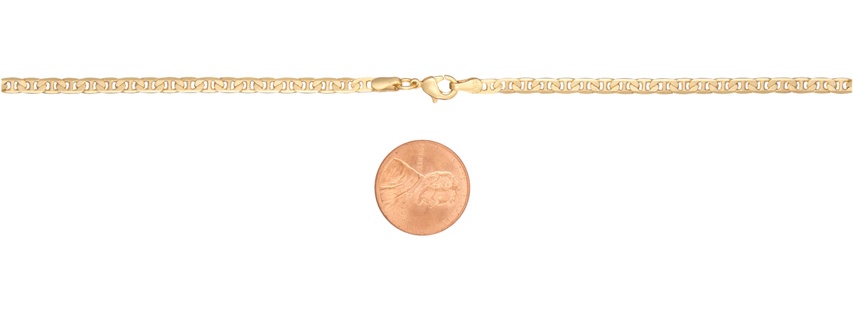 18k Gold Plated Flat Mariner 3.5MM Chain Necklace