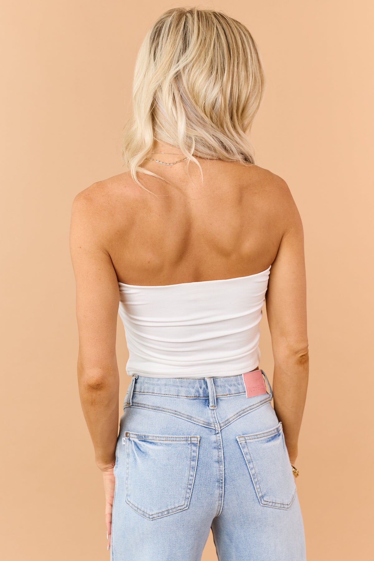 Ivory Strapless Stretchy Knit Top