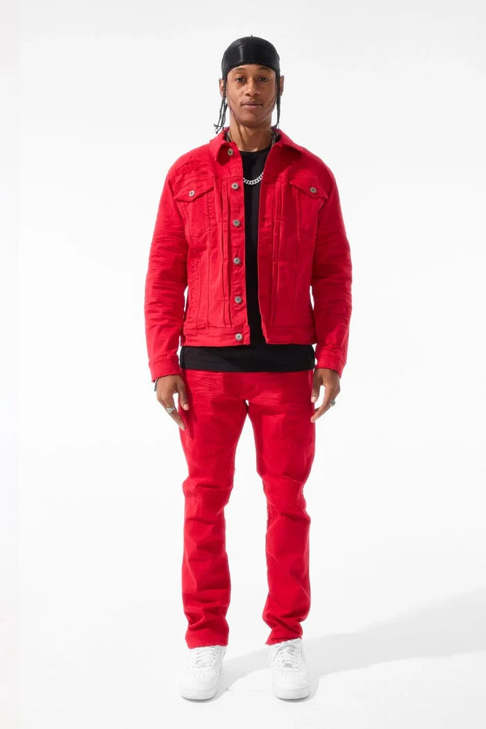 JORDAN CRAIG-TRIBECA TWILL TRUCKER JACKET (RED)JJ990