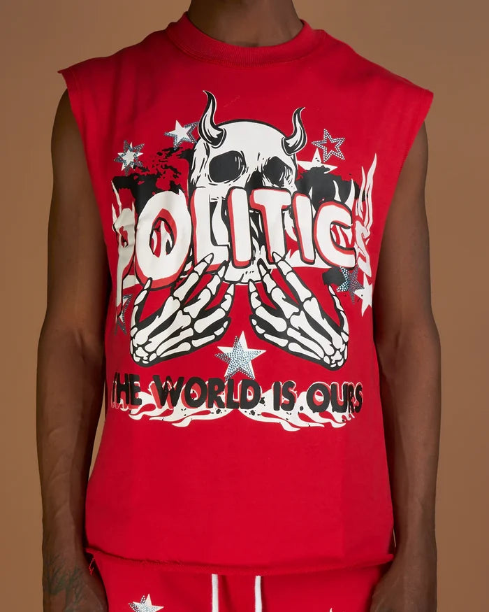 Politics Tank Top - Stockten - Red, White And Black - 093