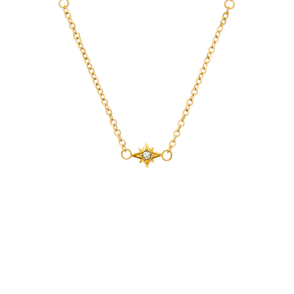 Fingerprint Moon & Star Tag Necklace (Gold)
