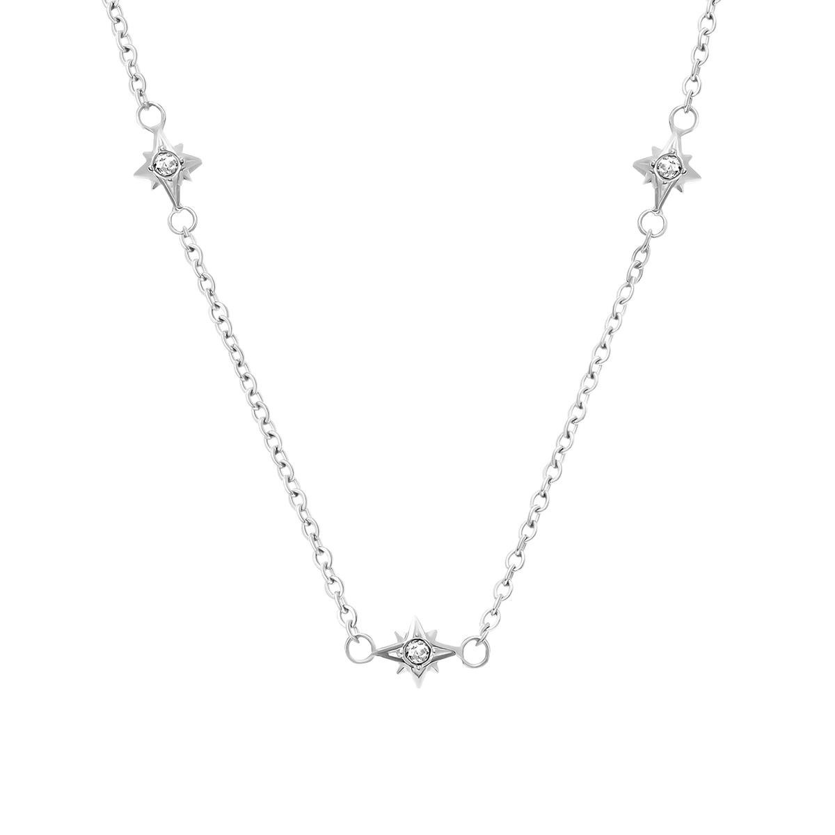 Mother of Pearl Cushion Necklace & Earrings Set (Silver)