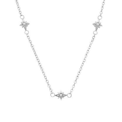 Mother of Pearl Cushion Necklace & Earrings Set (Silver)