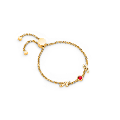 Made Mine Initials & Birthstone Bracelet (Gold)