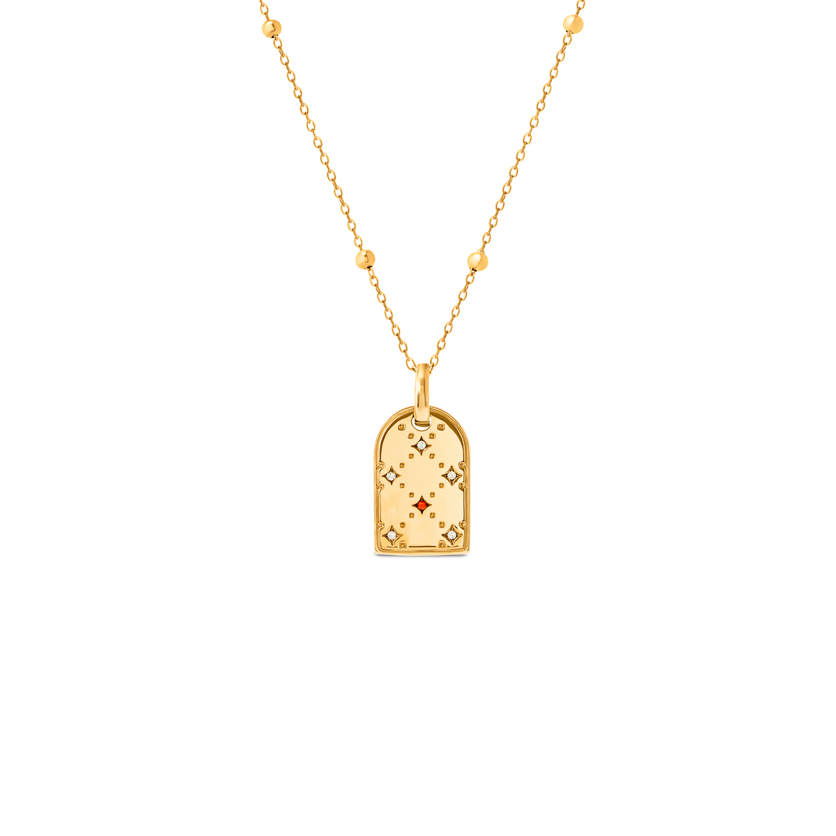 Mini Monogram Birthstone Tag Necklace (Gold)