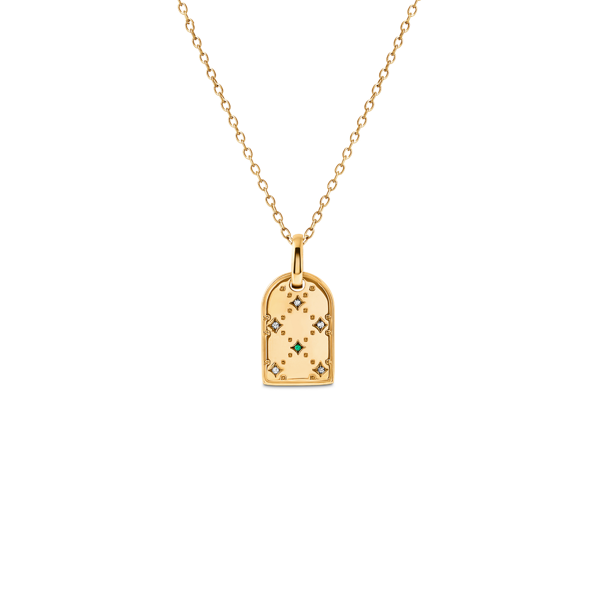 Mini Monogram Birthstone Tag Necklace (Gold)