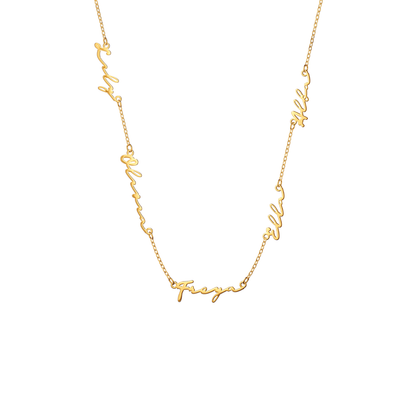 Multi Signature Name Necklace (Gold)