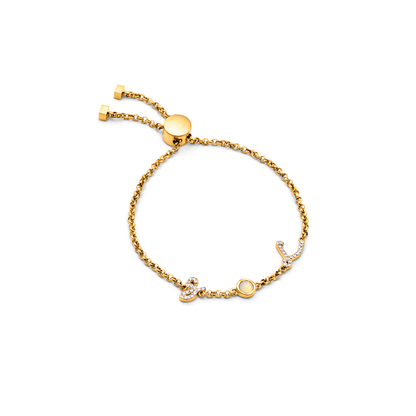 Made Mine Initials & Birthstone Bracelet (Gold)