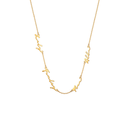 Multi Signature Name Necklace (Gold)