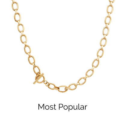 Layering Oval Link Chain Necklace (Gold)