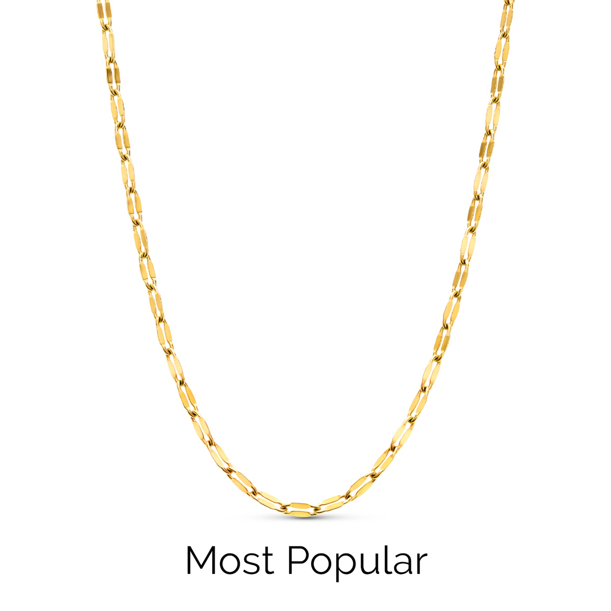 Paperclip Diamond Cut Chain Necklace (Gold)