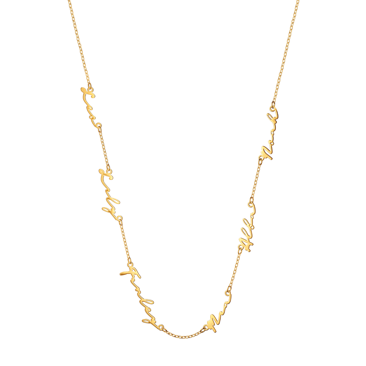 Multi Signature Name Necklace (Gold)