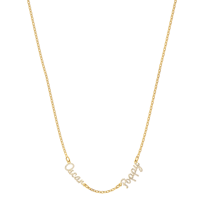 Multi Crystal Cursive Name Necklace (Gold)