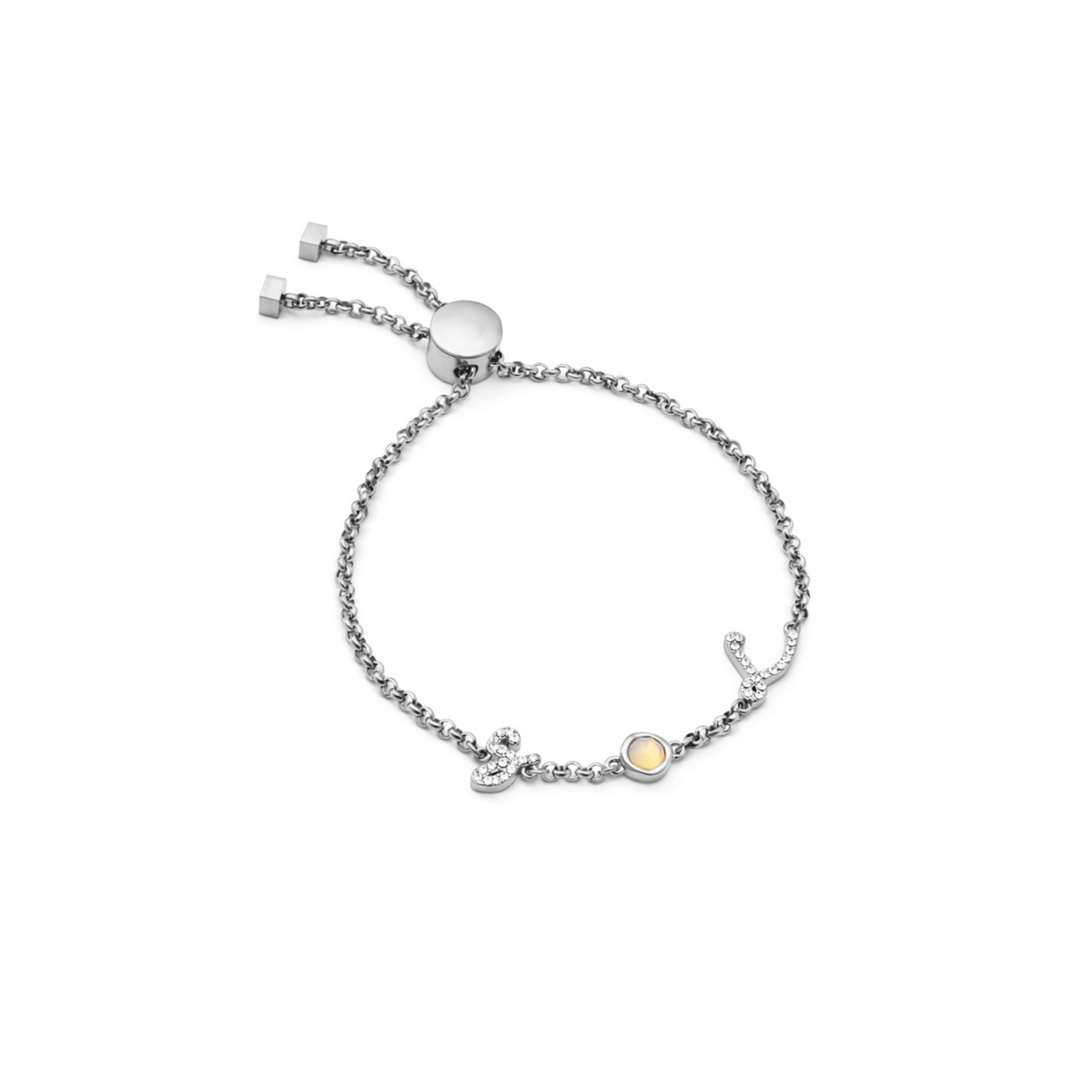 Made Mine Initials & Birthstone Bracelet (Silver)