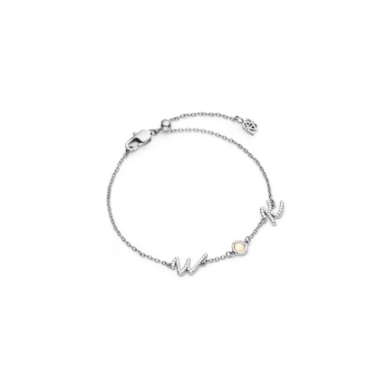 Made Mine Initials & Birthstone Bracelet (Silver)