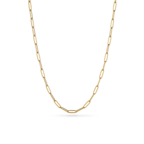 Paperclip Chain Necklace (Gold) - 16 - 18 in