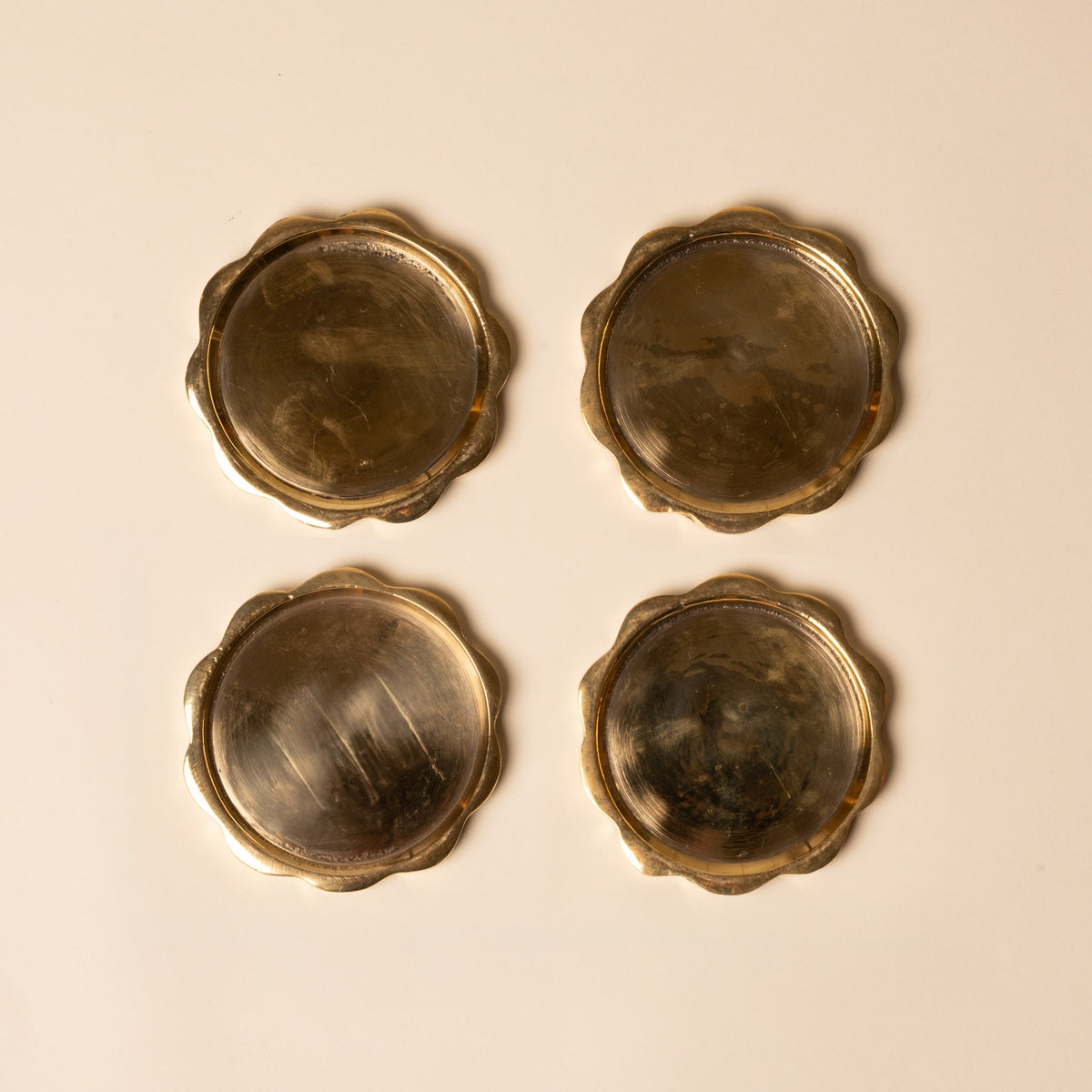 Brass Sun Coasters, Set of 4