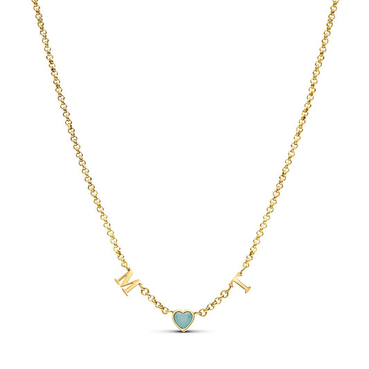 Made Mine Initials & Birthstone Necklace (Gold)
