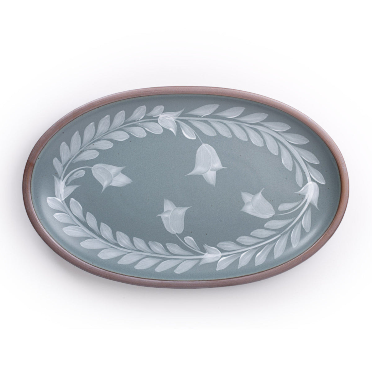 Hand Painted Large Oval Platter, Tulip Crown