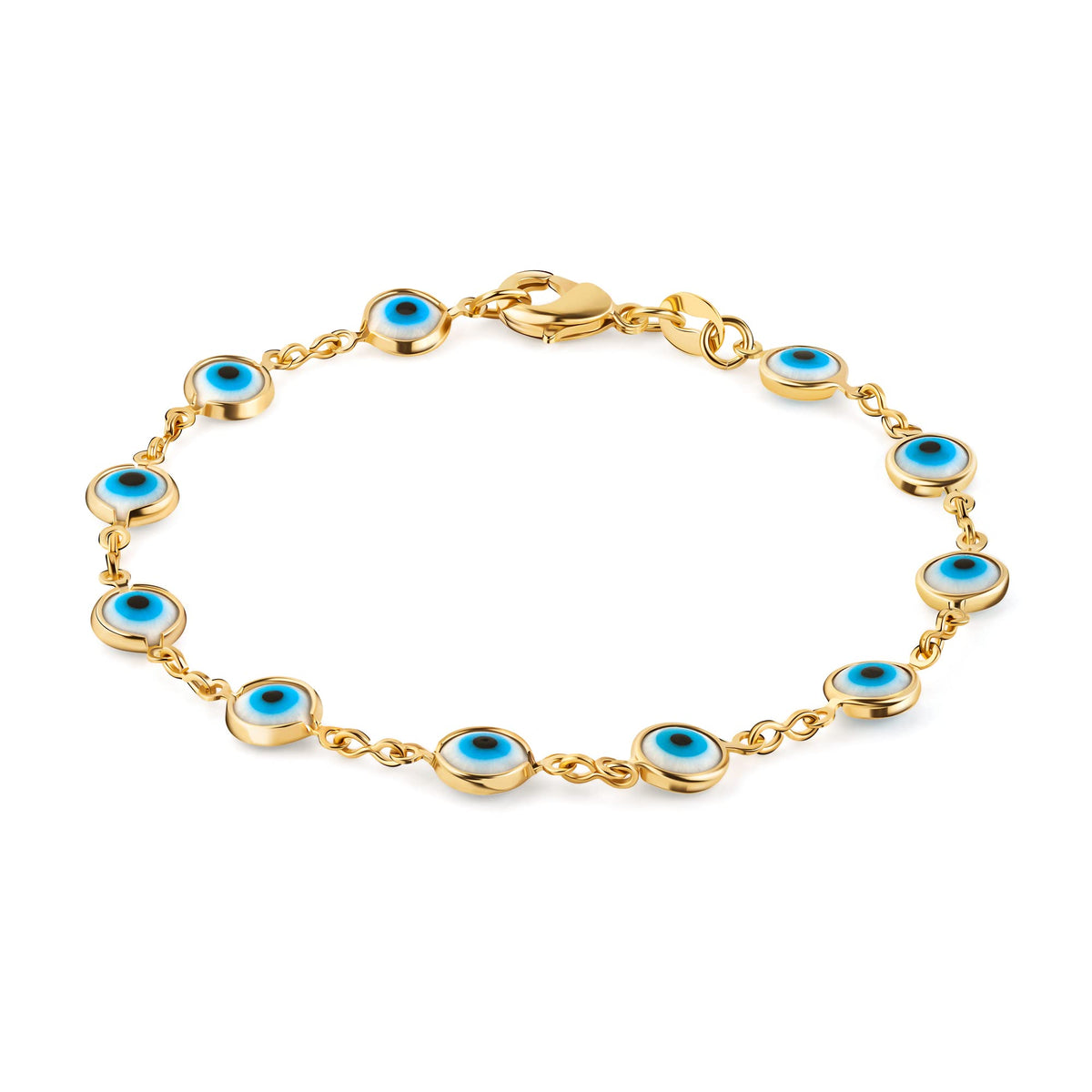 18K Gold Plated Multicolored Evil Eye Bracelet
