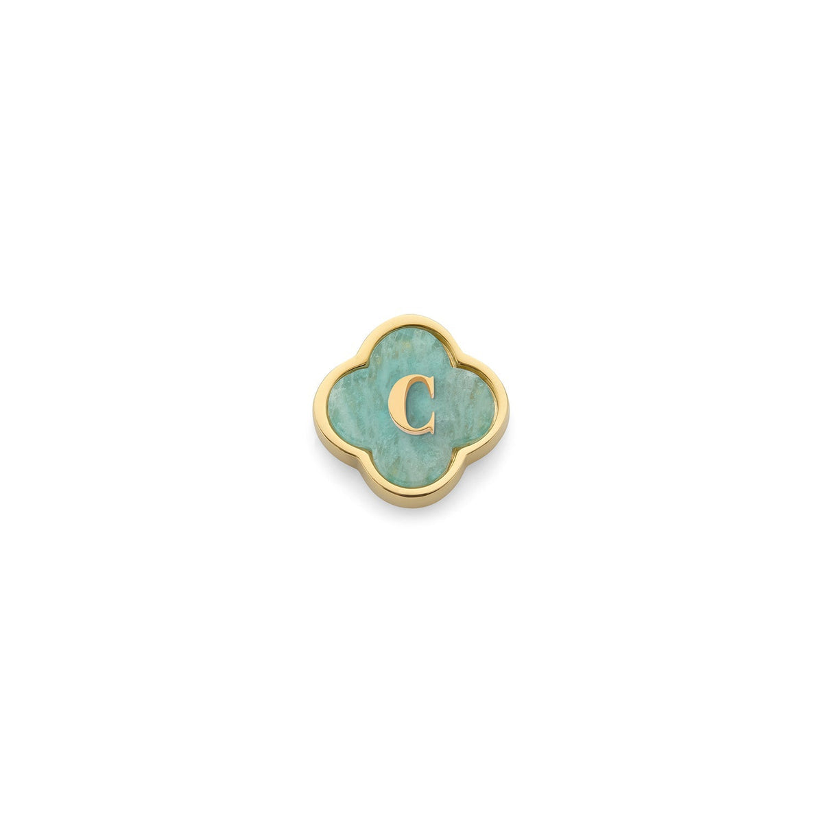 Amazonite Clover Charms (Gold) - Initials