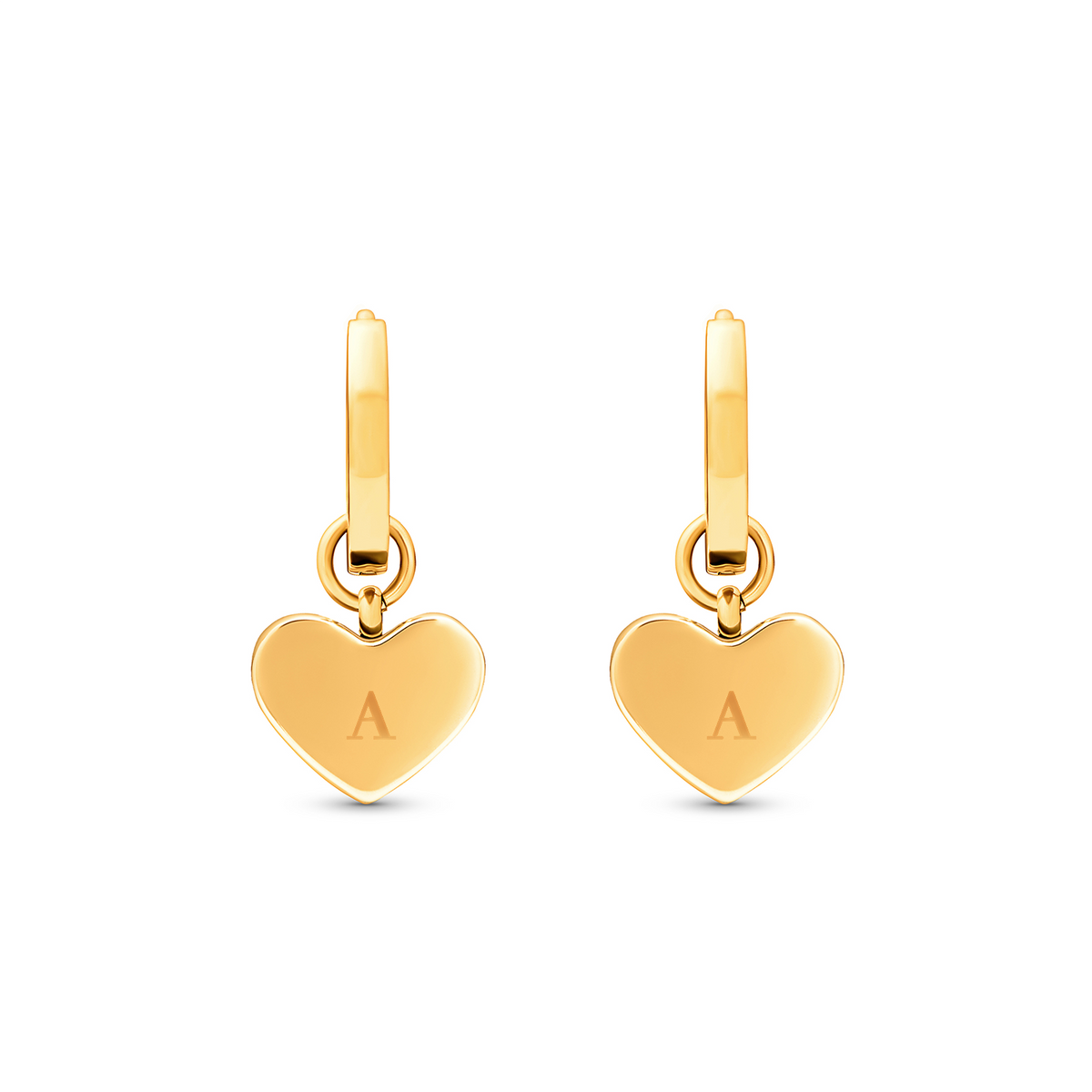 Mother of Pearl Heart Huggie Earrings (Gold) - Test