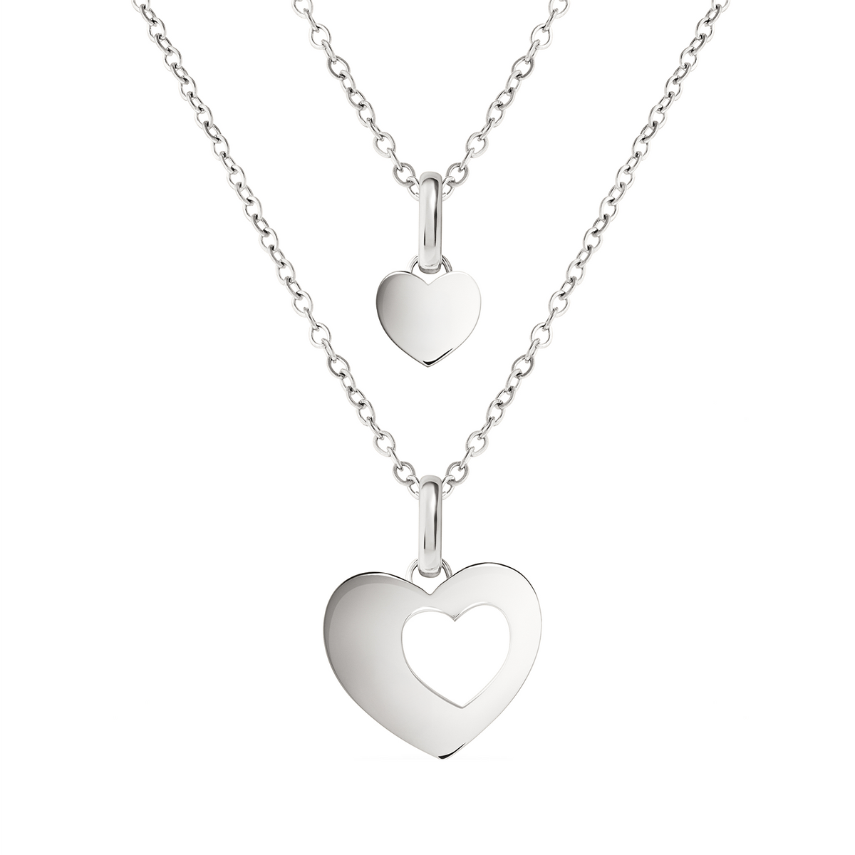Heart 'Mini & Me' Necklace Set (Silver)