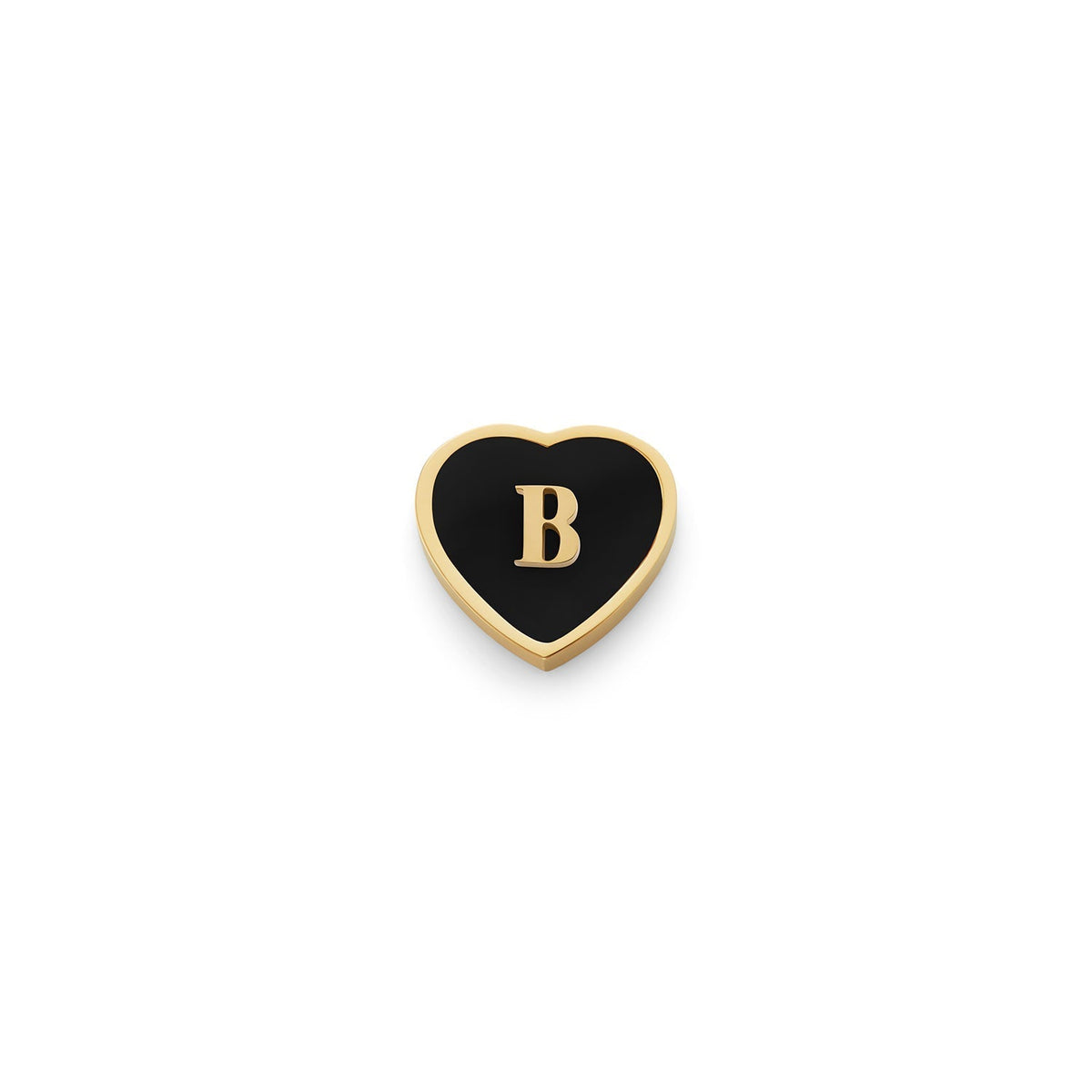 Black Enamel Heart Charms (Gold) - Initials