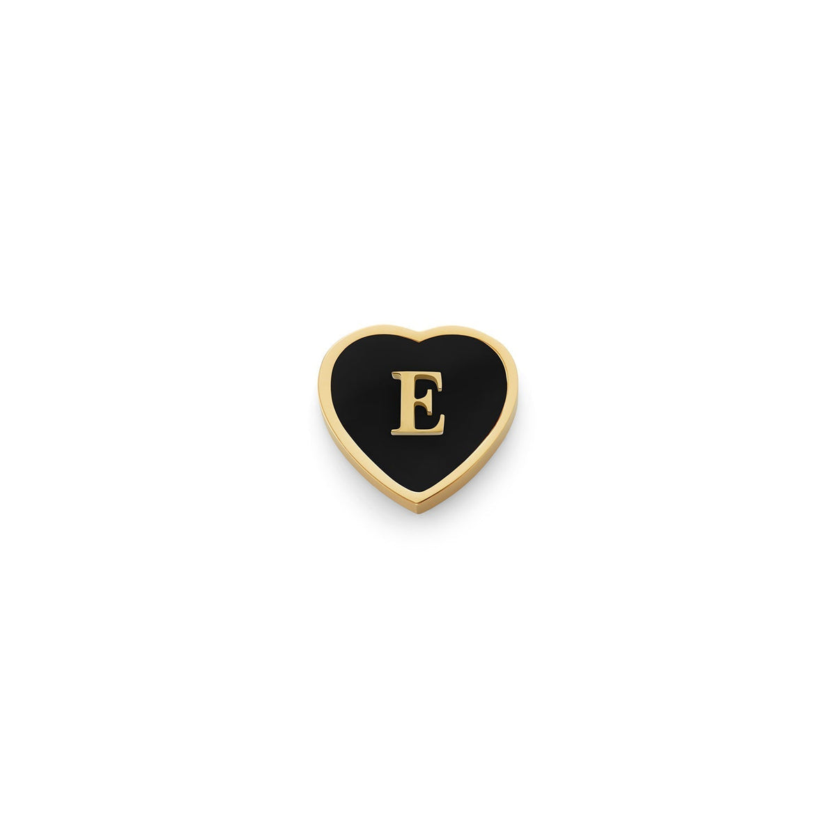 Black Enamel Heart Charms (Gold) - Initials