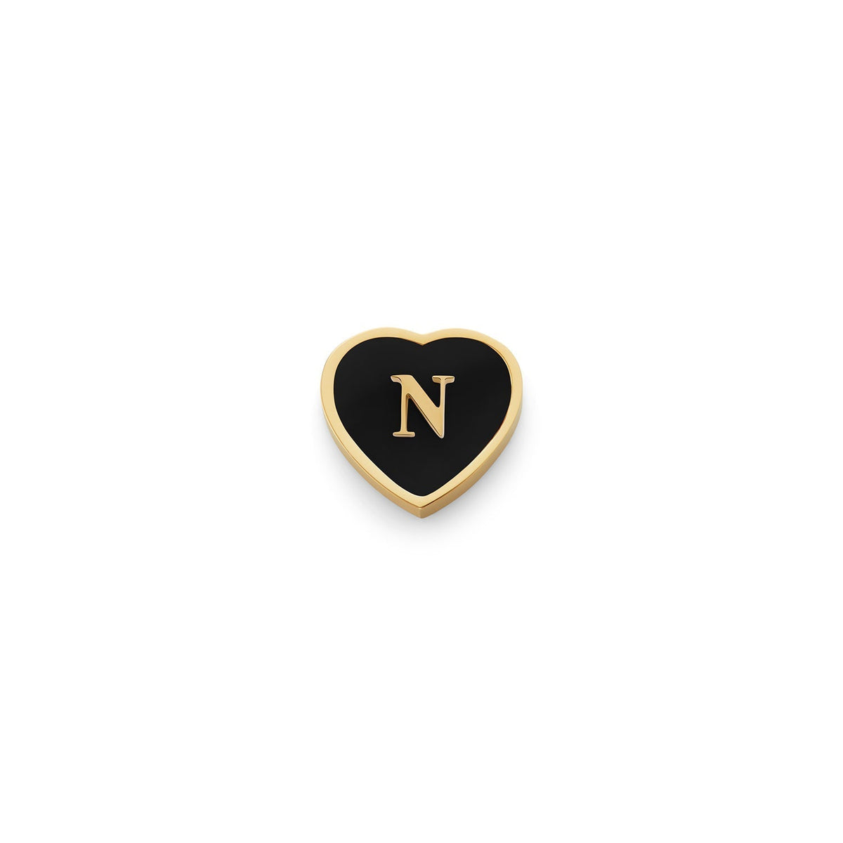 Black Enamel Heart Charms (Gold) - Initials