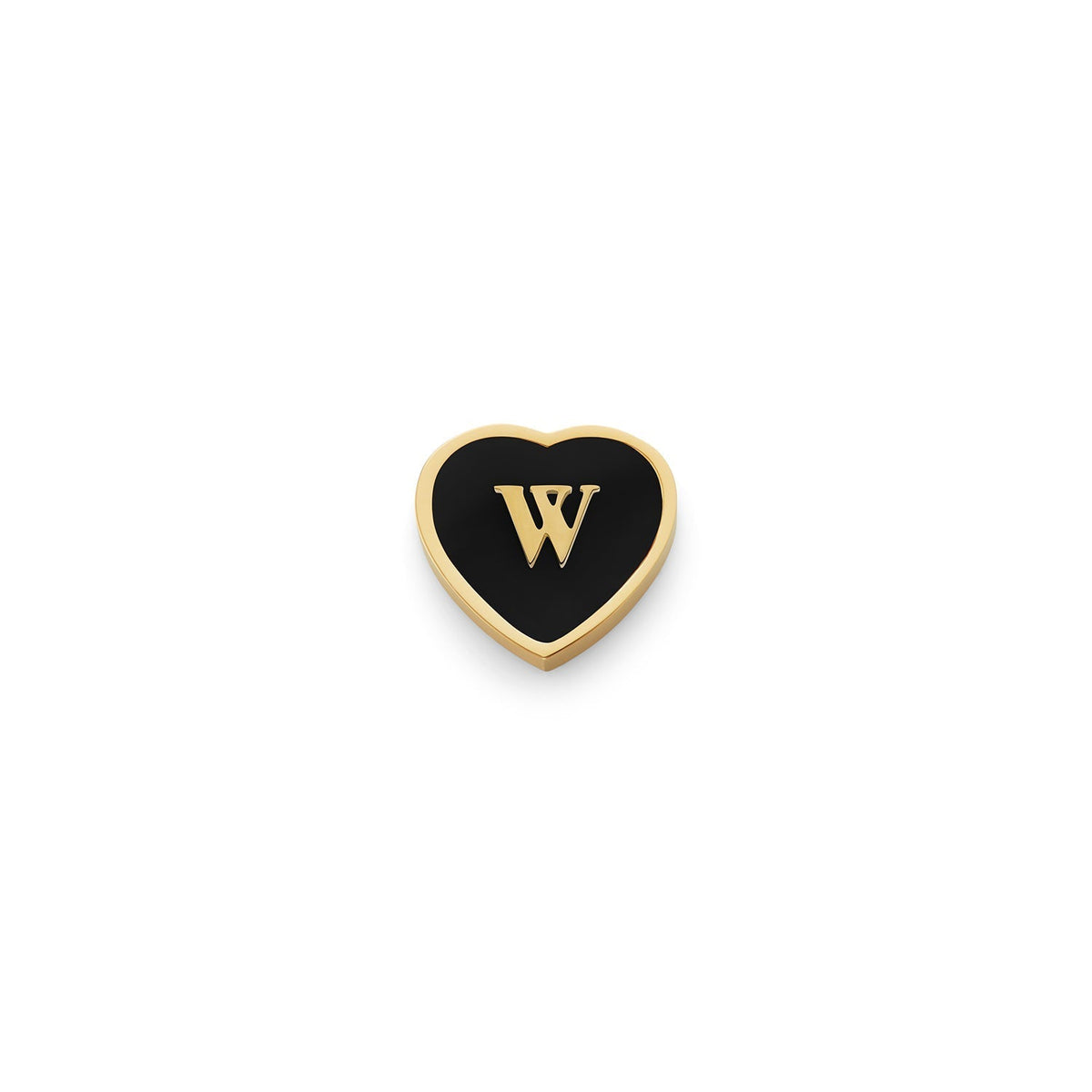 Black Enamel Heart Charms (Gold) - Initials