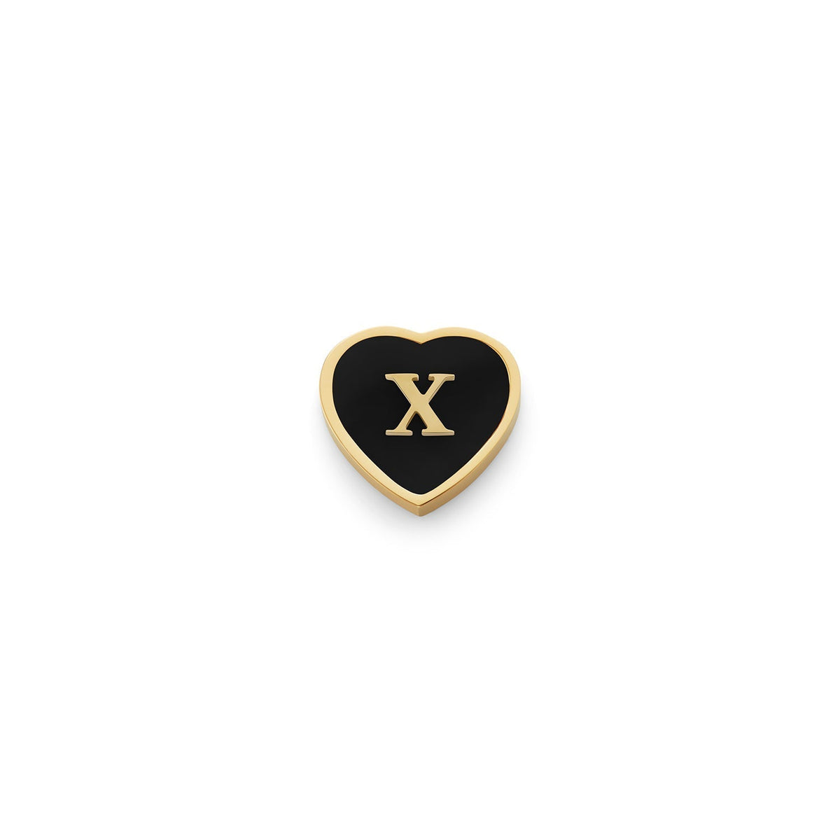 Black Enamel Heart Charms (Gold) - Initials
