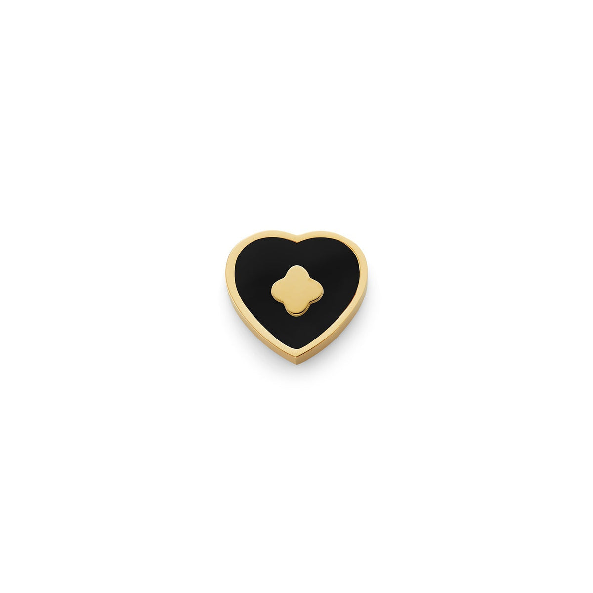 Black Enamel Heart Charms (Gold) - Clover