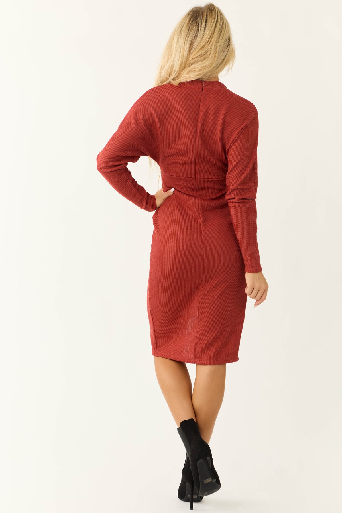 Brick Knit Button Down Midi Dress