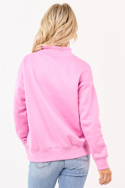 Bubblegum Mock Neck Long Sleeve Sweatshirt