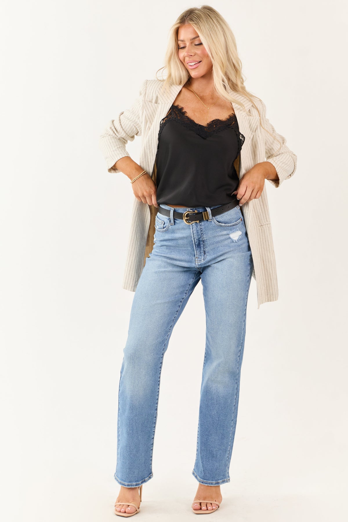 Cello Light Wash High Rise Stretchy Dad Jeans