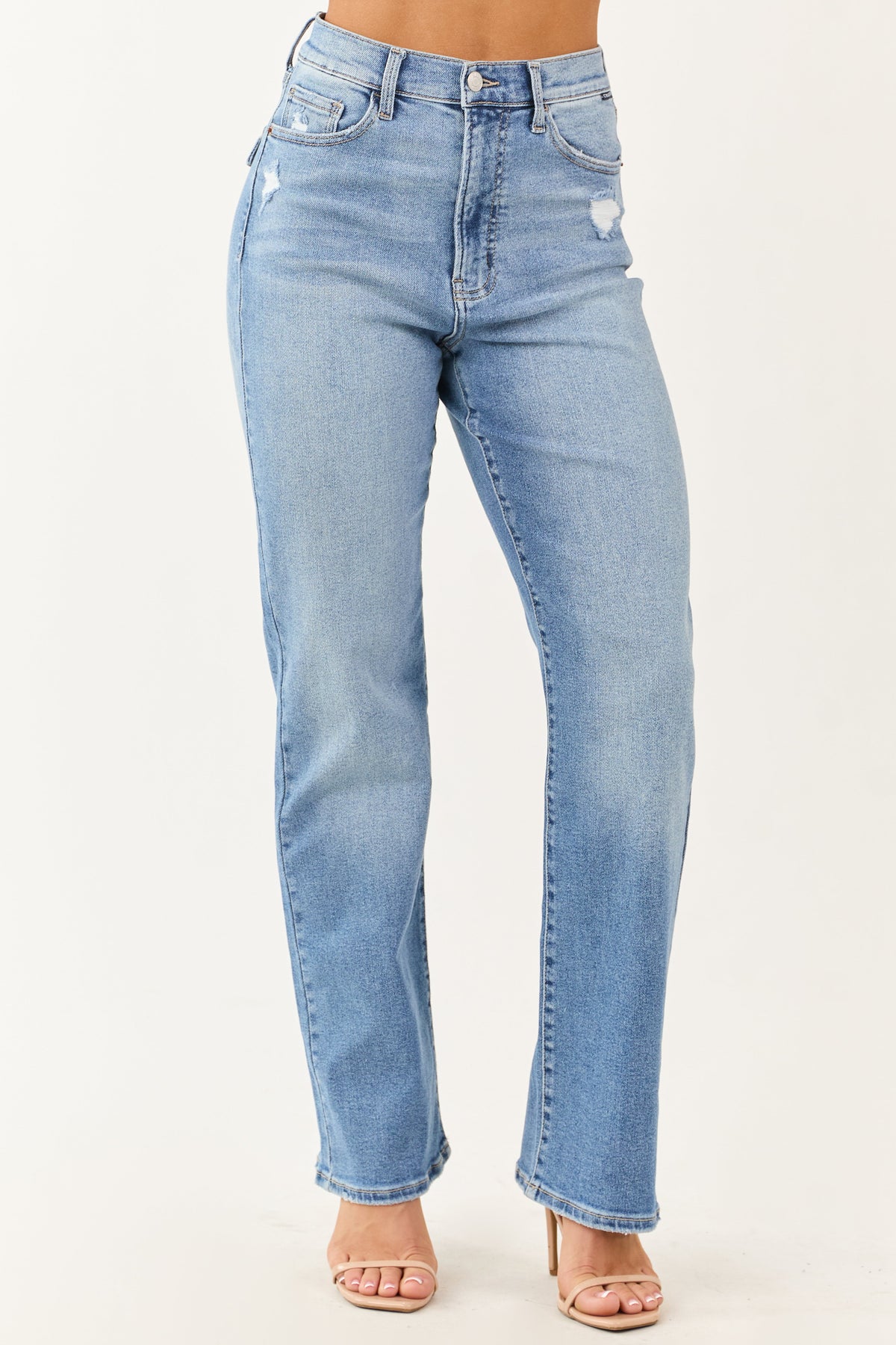 Cello Light Wash High Rise Stretchy Dad Jeans