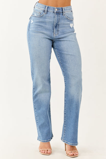 Cello Light Wash High Rise Stretchy Dad Jeans