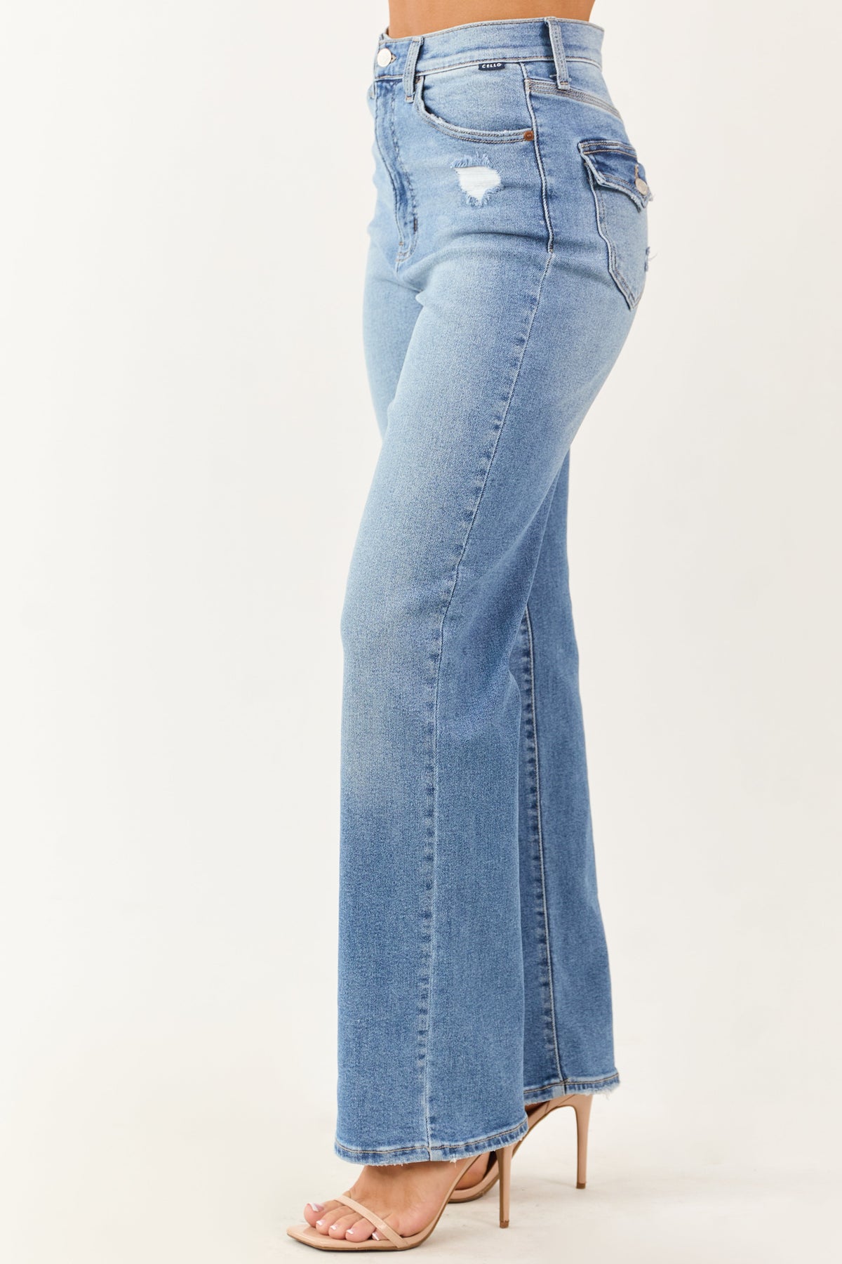 Cello Light Wash High Rise Stretchy Dad Jeans