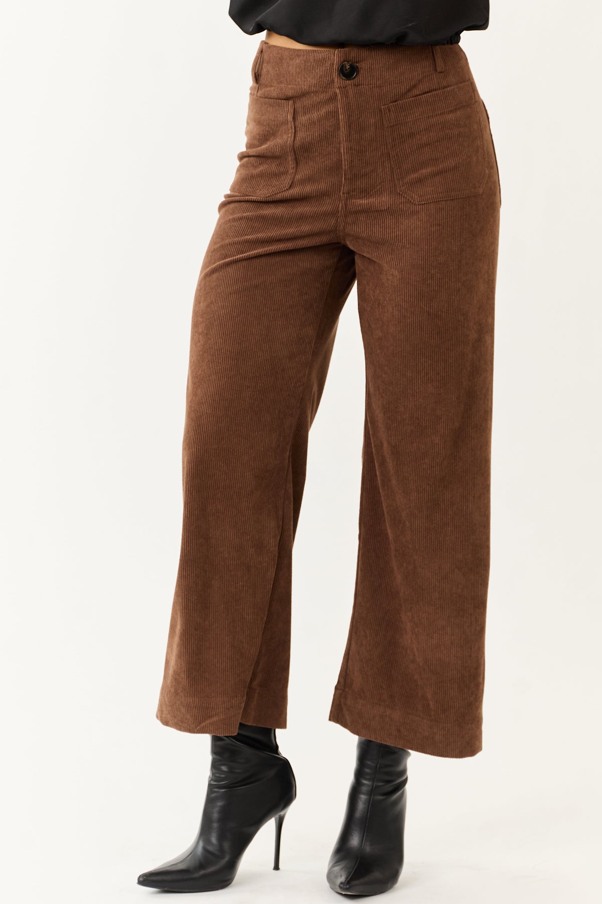 Cocoa Patch Pocket Corduroy Wide Leg Cropped Pants