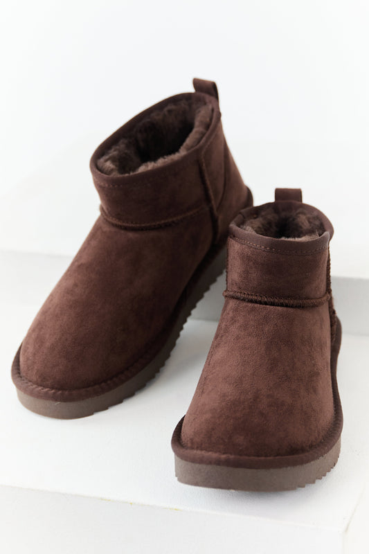 Cocoa Faux Suede Fur Lined Short Booties