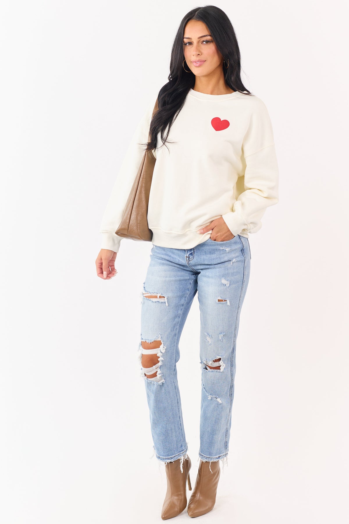 Cream 'I Love You Baby' Long Sleeve Sweatshirt