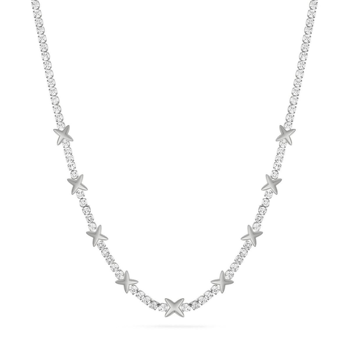 Crystal Fixed Charm Necklace (Silver)
