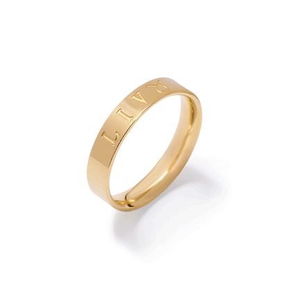 Custom Stamped Name Ring (Gold)