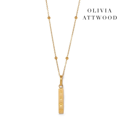 Custom Stamped Bar Pendant Necklace (Gold)